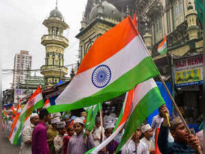 Mumbai: People participate in a 'Tiranga Rally' organised as part of 'Azadi Ka A...