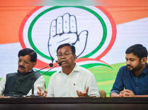 New Delhi: Congress leaders Bhakta Charan Das, Dr Madan Mohan Jha and Kanhaiya K...