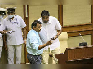 Porvorim: Congress MLAs Michael Lobo and Sankalp Amonkar during the first day of...