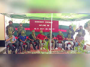 8 Kuki militants surrender to Assam Rifles in Assam.