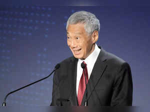 Singapore Prime Minster Lee Hsien Loong delivers a speech at a session of the In...