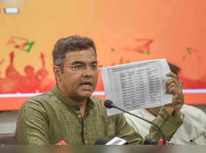 New Delhi: BJP MP Parvesh Verma addresses a press conference at the Delhi BJP of...