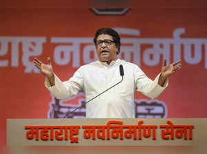 Pune: Maharashtra Navnirman Sena (MNS) chief Raj Thackeray speaks during a rally...