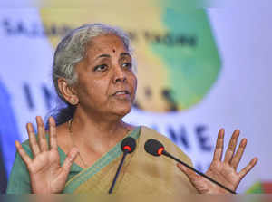 New Delhi: Union Finance Minister Nirmala Sitharaman addresses during the launch...