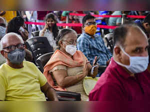 Mumbai: Senior citizens wait in the observation room after getting their booster...