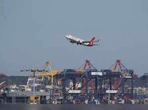 FILE PHOTO: A Qantas plane takes off from Kingsford Smith International Airport in Sydney