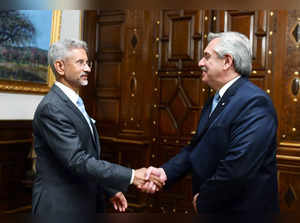Buenos Aires, Aug 26 (ANI): External Affairs Minister S Jaishankar exchanges gre...