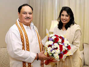 Hyderabad, Aug 27 (ANI): Former cricketer Mithali Raj meets BJP National Preside...