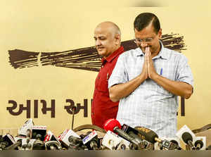 Ahmedabad: Delhi Chief Minister Arvind Kejriwal and his deputy Manish Sisodia at...