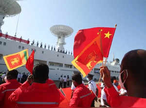 People welcome China's space-tracking ship Yuanwang-5 at Sri Lanka's Hambantota International Port in Hambantota, Sri Lanka, Aug. 16, 2022.(Hambantota International Port Group/Handout via Xinhua/IANS)