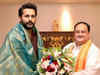 Telangana: Actor Nithiin Kumar Reddy meets BJP chief JP Nadda in Hyderabad