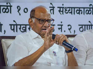 Thane: Nationalist Congress Party (NCP) President Sharad Pawar addresses a press...