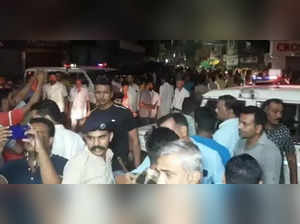 Police force reached Panigate area after stone pelting on Ganesh procession in Vadodara city.