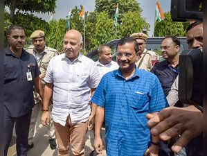 New Delhi: Delhi CM Arvind Kejriwal and his deputy Manish Sisodia arrive at the ...