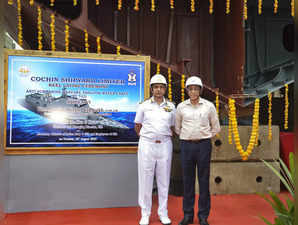 Controller of Warship Production & Acquisition Vice Admiral Kiran Deshmukh with Cochin Shipyard Ltd CMD Madhu S. Nair