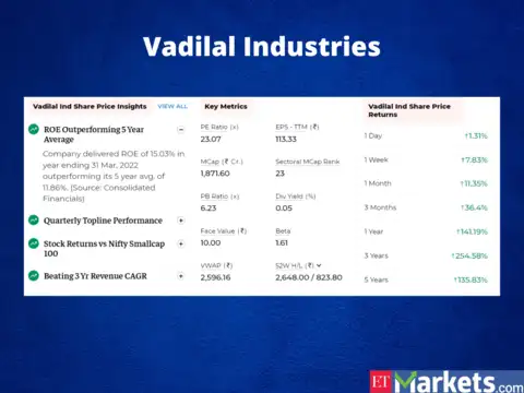 Vadilal Industries | Price Return in 2022: 182%