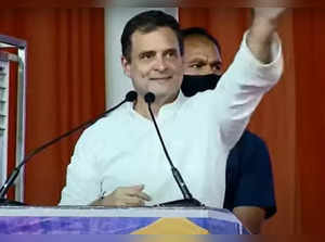 Congress Leader Rahul Gandhi addressing party workers in Parivartan Sankalp Sabha in Ahmedabad on Monday afternoon.