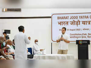 New Delhi: Congress leader Rahul Gandhi interacts with representatives of variou...