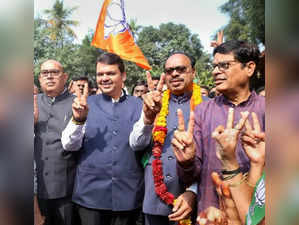 Nagpur: Former Maharashtra chief minister Devendra Fadnavis along with newly ele...