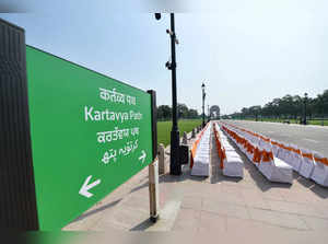 New Delhi: New signboard bearing 'Kartavya Path' unveiled following the change o...