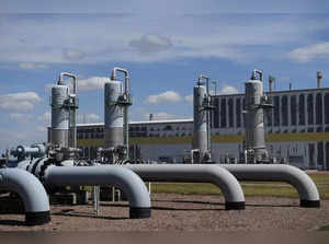 FILE PHOTO: A general view of pipelines on the gas storage facility at the gas trading company VNG AG in Bad Lauchstaedt