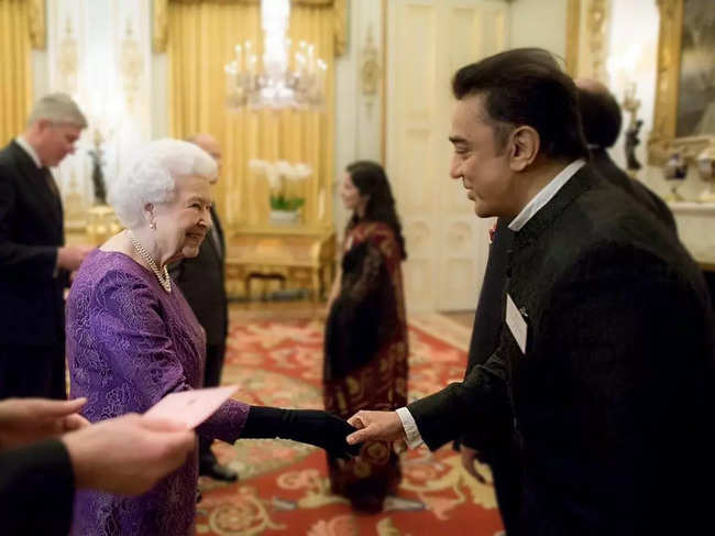 ​Kamal Haasan shared a five-year-old picture of him meeting the Queen at a cultural event in London.​