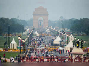 People visit the newly-named Kartavya Path, a stretch from Rashtrapat...