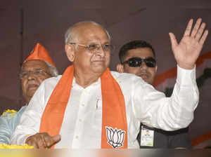 Surat: Gujarat CM Bhupendra Patel during a virtual meeting addressed by Prime Mi...