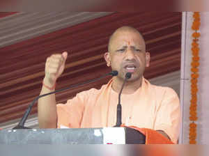 Rampur: UP Chief Minister Yogi Adityanath speaks during a public meeting in Ramp...