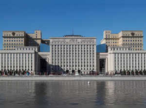A view shows the headquarters of Russia's Ministry of Defence in Moscow