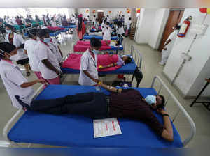 Chennai, June 28 (ANI): Students donate blood at Rajiv Gandhi Government General...