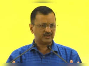 Delhi Chief Minister Arvind Kejriwal interacting with media.