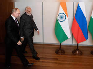 Prime Minister Narendra Modi with Russian President Vladimir Putin ​.