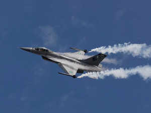 FILE PHOTO: Fighter jet F-16 performs to commemorate Pakistan Air Force's 'Operation Swift Retort', during an air show in Karachi,