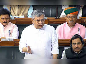New Delhi, Mar 30 (ANI): Union Minister of Railways Ashwini Vaishnav speaks in L...