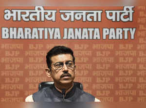 New Delhi: BJP National Spokesperson Rajyavardhan Singh Rathore addresses a pres...