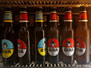 FILE PHOTO: Bira beer bottles are pictured at a liquor store in Mumbai