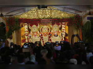 Ahmedabad: Devotees offer prayers at the Lord Jagannath Temple during 'Netrotsav...