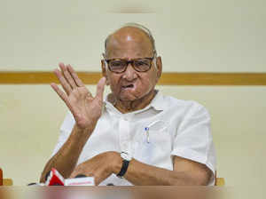 Mumbai: Nationalist Congress Party (NCP) chief Sharad Pawar interacts with media...