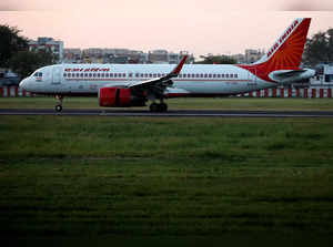 An Air India Airbus A320neo passenger plane moves on the runway after landing, in Ahmedabad