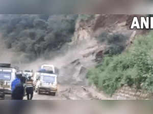 Debris triggered by landslide blocks NH-109 at Rudraprayag