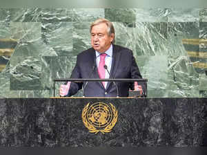United Nations Secretary-General Antonio Guterres addresses the 77th session of ...