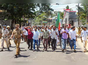 Thiruvananthapuram: Activists of Popular Front of India (PFI) march during the '...