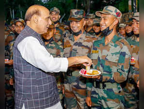 Dinjan, Sept 28 (ANI): Union Minister for Defence Rajnath Singh visits the Army ...