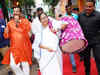 Watch: CM Mamata Banerjee plays 'dhak' at a Durga puja pandal in Kolkata