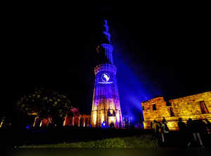 New Delhi: 3D projection and illumination of 'Frankie- The Dino' on Qutub Minar ...
