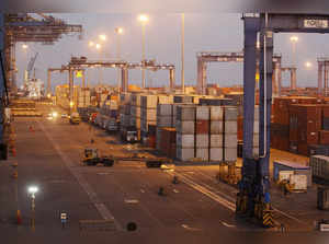 A general view of a container terminal is seen at Mundra Port in the western Indian state of Gujarat