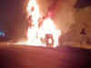 Gujarat: Container truck catches fire at NH 48 in Valsad