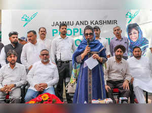 Jammu: People's Democratic Party (PDP) President Mehbooba Mufti speaks during a ...