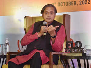 Hyderabad: Congress leader Shashi Tharoor speaks during an event of FICCI Ladies...
